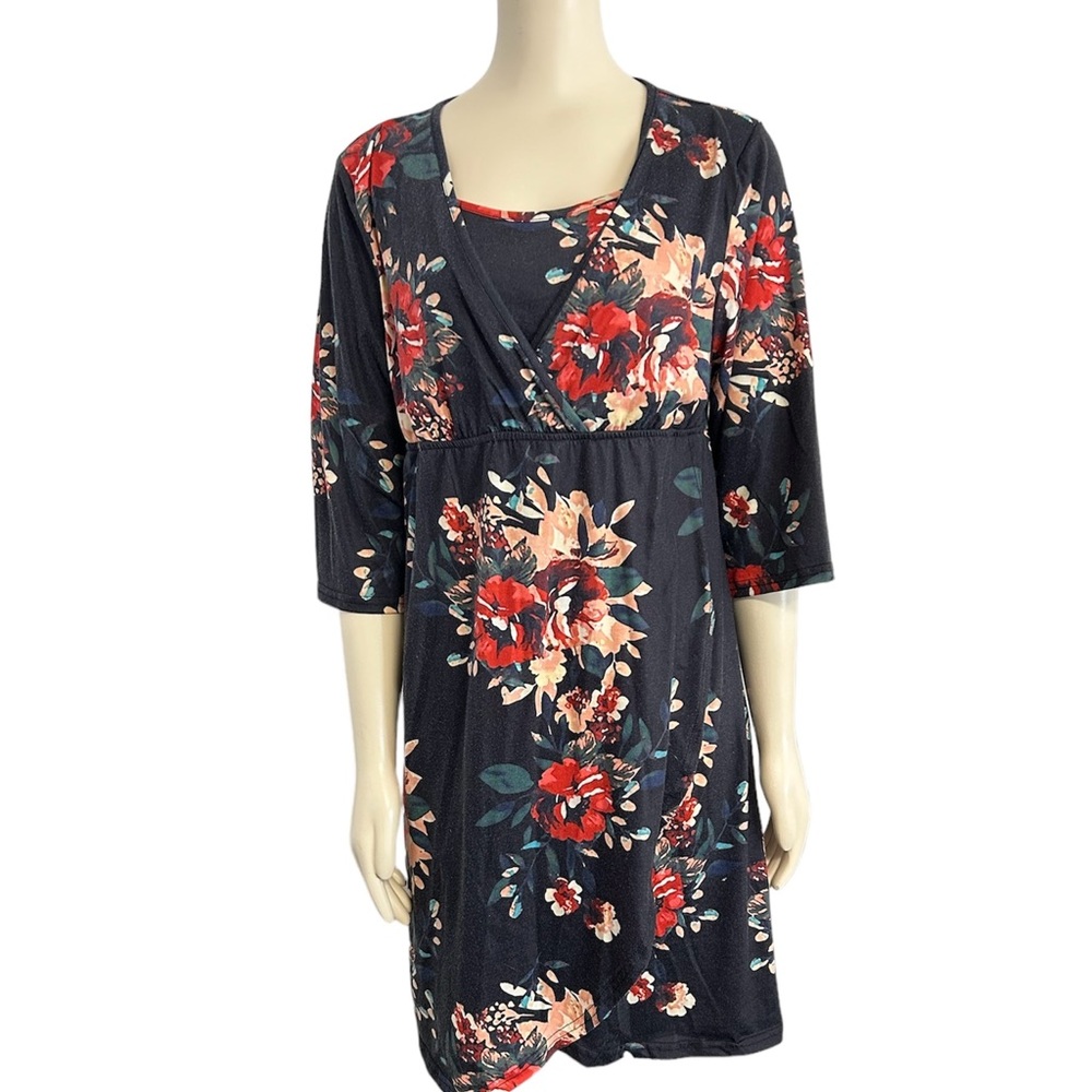 Ekouaer‎ Floral Maternity Dress Womens Large